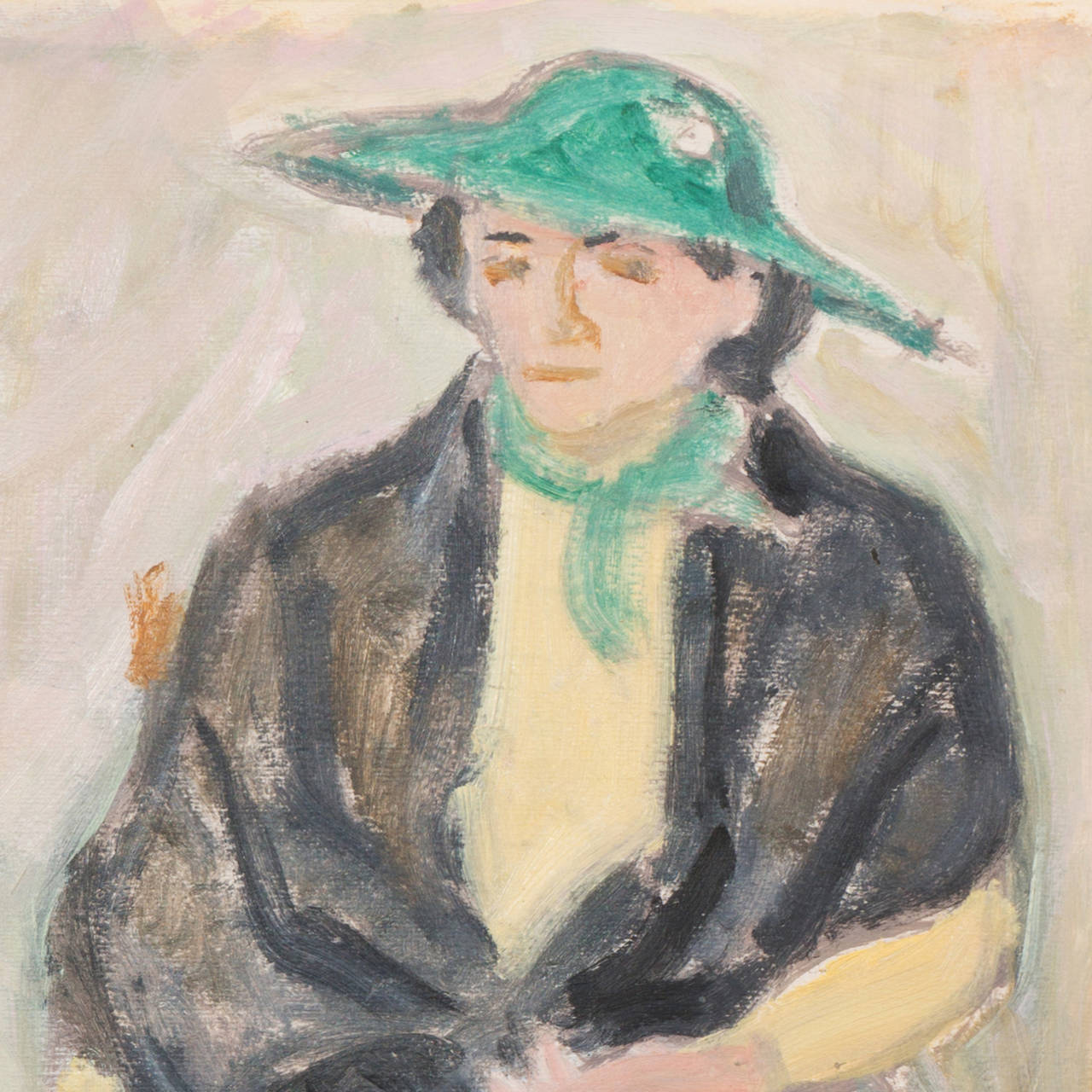 'The Green Hat', Louvre, LACMA, Académie Chaumière, Post-Impressionist, Fashion - Painting by Victor Di Gesu