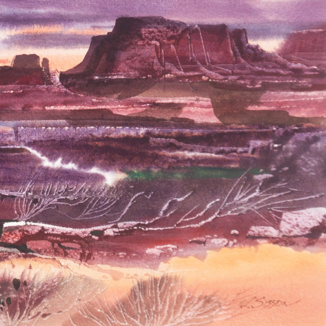 South-Western Sunset Landscape - Painting by Laurence Sisson
