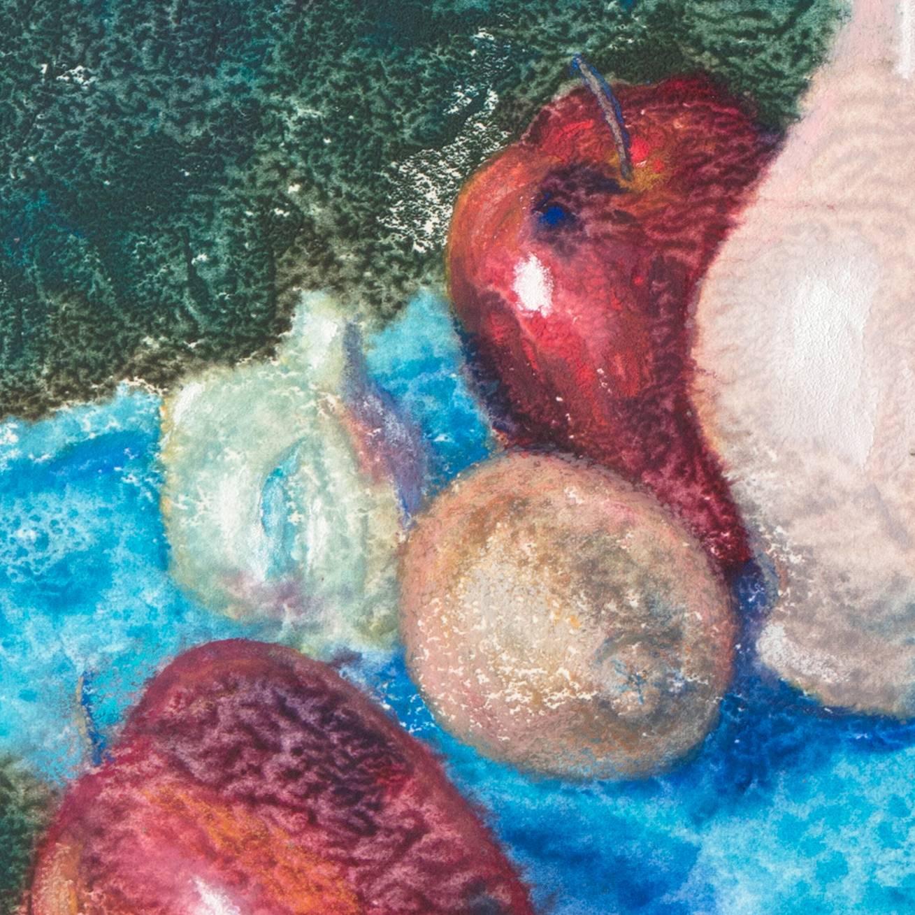 „ Apples and Cherry Blossoms“, modernistisches Stillleben  (Grau), Still-Life, von Sally Mack