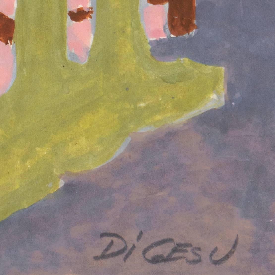 Signed lower right, "Di Gesu" and painted circa 1955. Victor Di Gesu estate stamp verso. 

Winner of the Prix Othon Friesz, Victor di Gesu first attended the Chouinard Art School before moving to Paris where he studied with Andre L’Hote