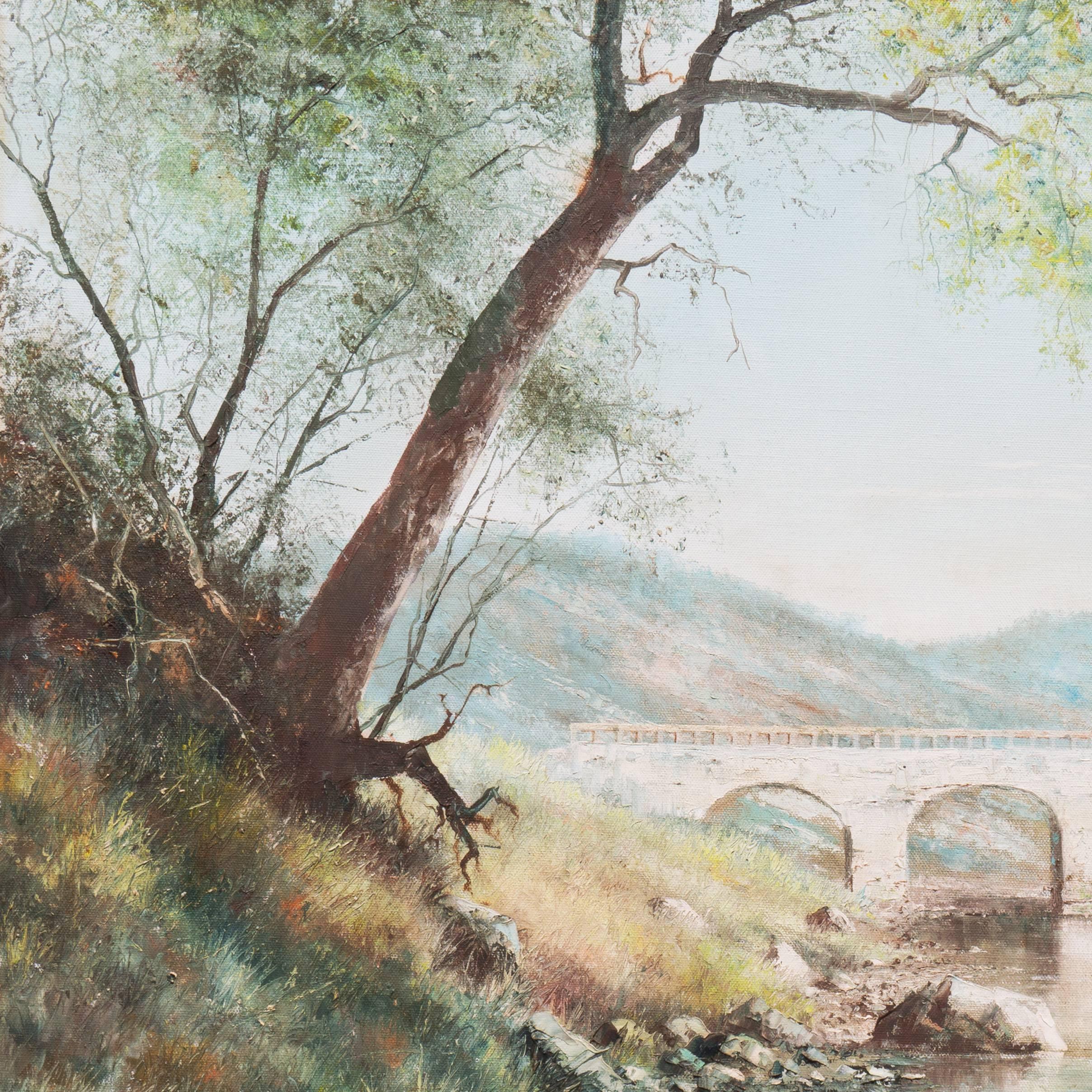 'River Landscape' - Painting by Richard Hazel