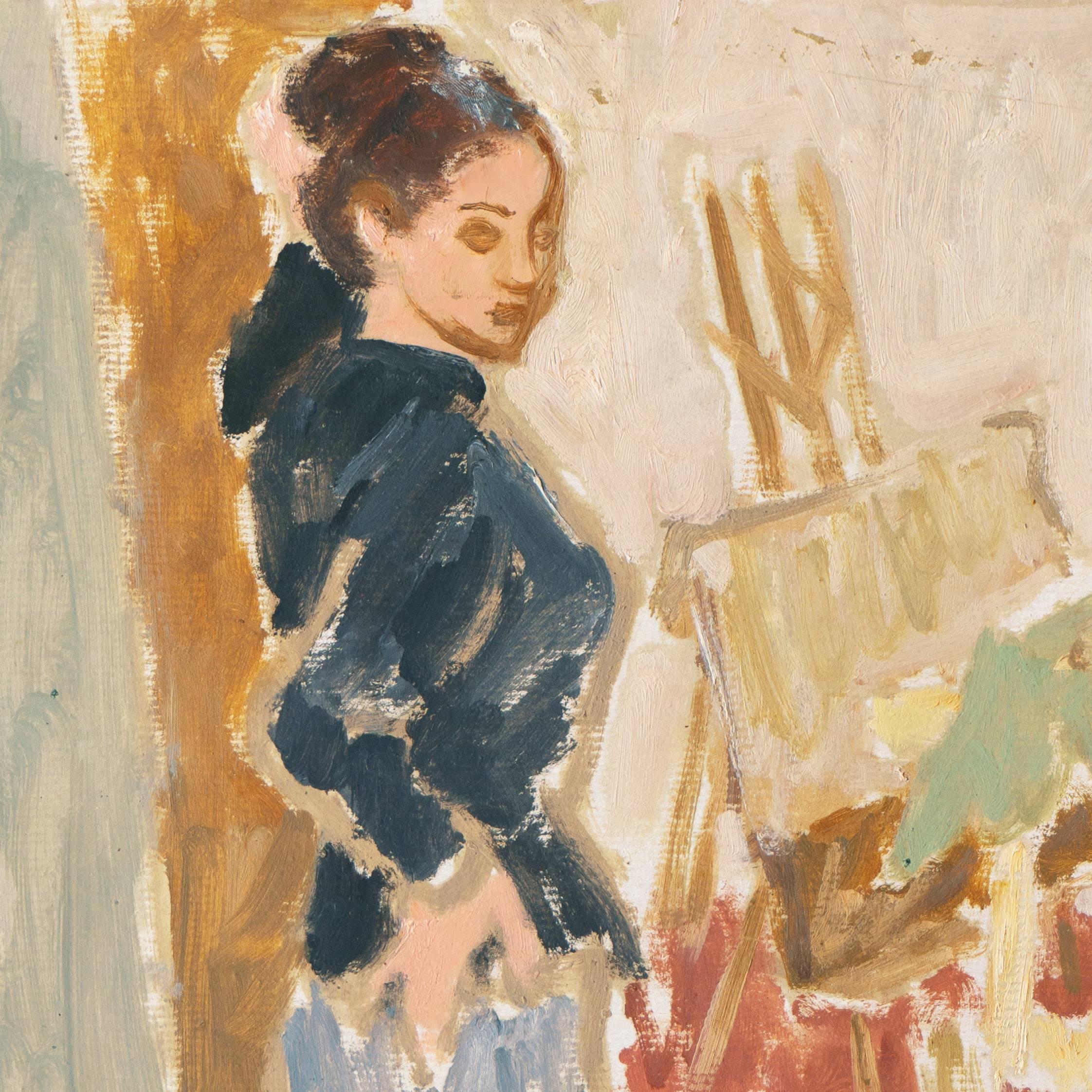 California Post-Impressionist 'The Red Handbag' Louvre, Académie Chaumière, SFAA - Painting by Victor Di Gesu