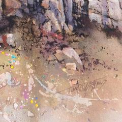 Large Western watercolor, 'Grand Tetons, Wyoming', AWS, NWS Artist