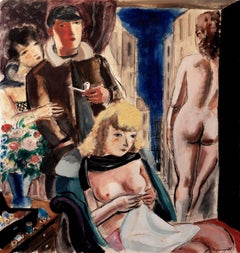 Intérieur figuratif ", Paris, Académie Julian, Salon d'automne, Bénézit, Bordello.