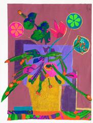 Still Life of Flowers in a Yellow Pot