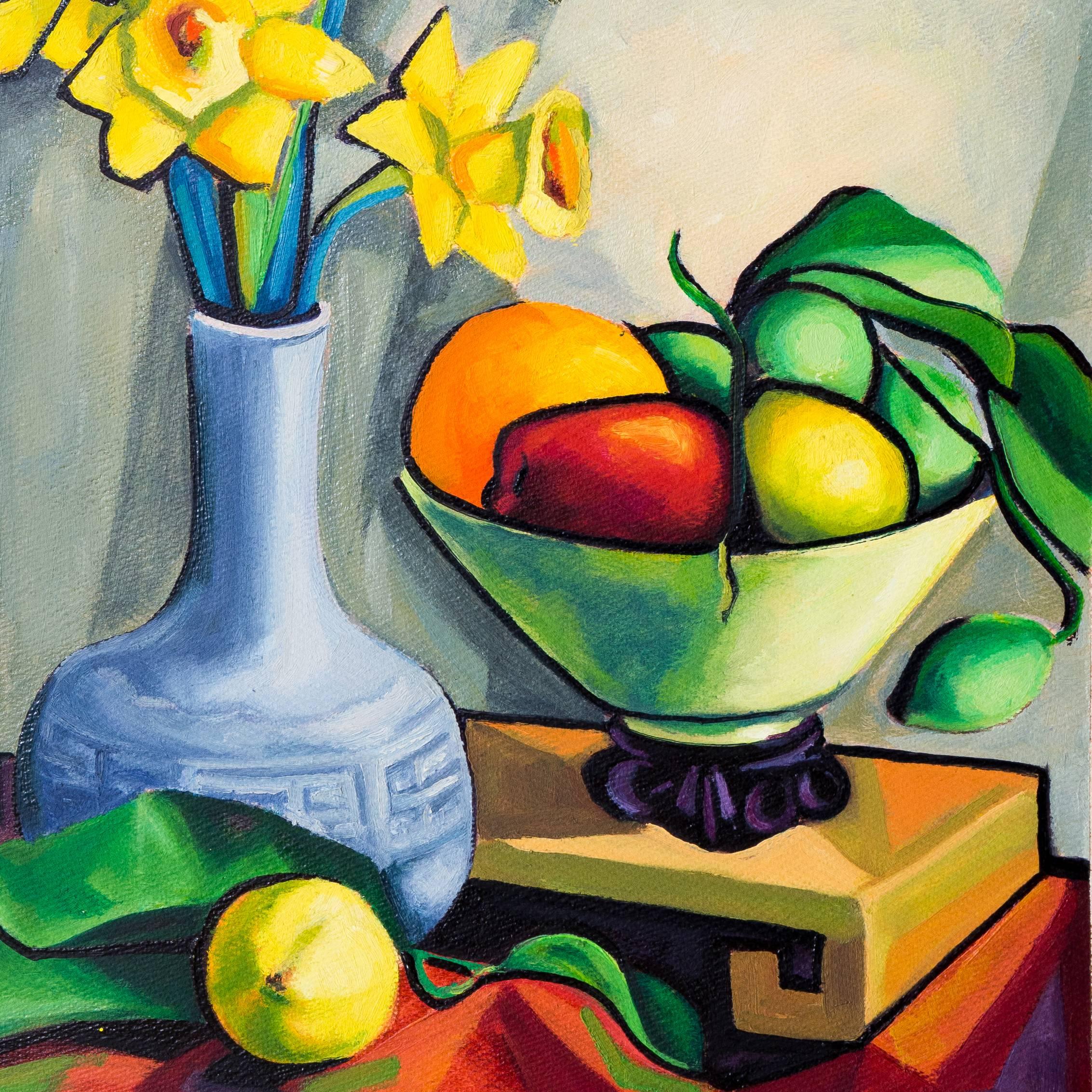 « Still Life with Daffodils », Carmel, California Woman Artist, PAFA, SWA - Painting de Virginia Sevier Rogers