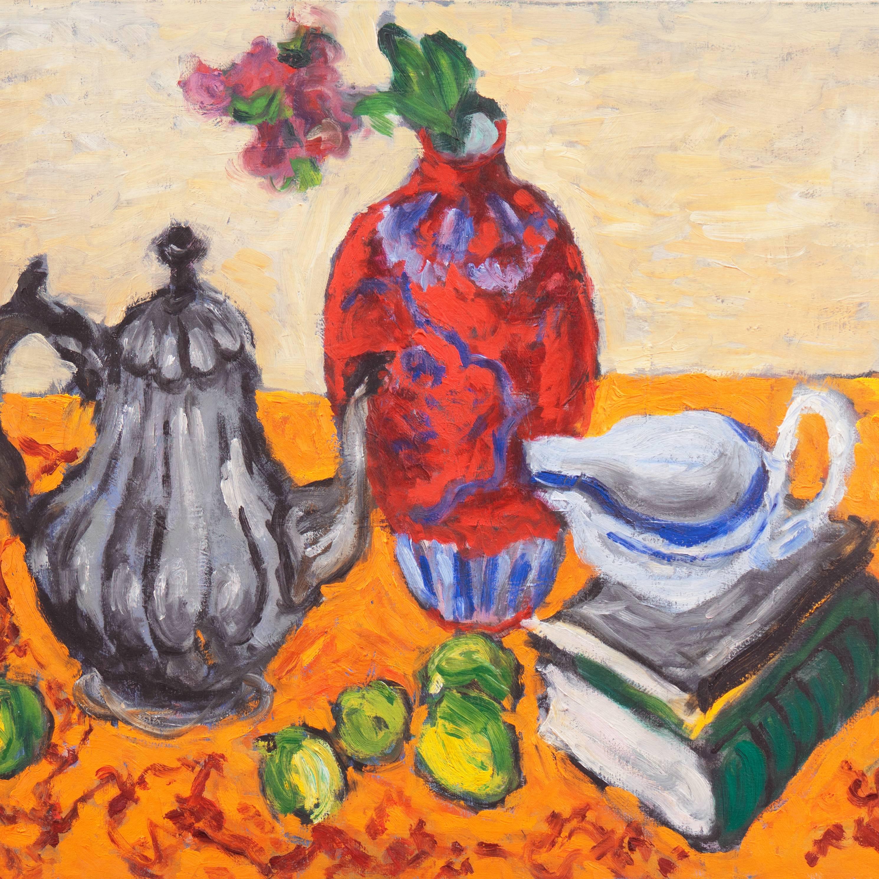 'Still Life with Teapot', Salon d'Automne, Paris, Danish Post-Impressionist oil - Painting by Karl Larsen