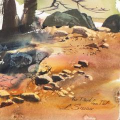 Pony Drinking Beneath a Waterfall", Société américaine d'aquarelle, Maine.