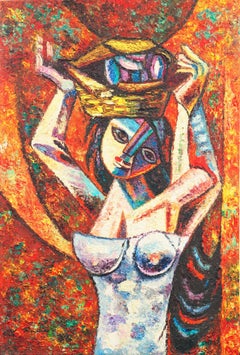 'Mango Seller', Expressionist Figural oil