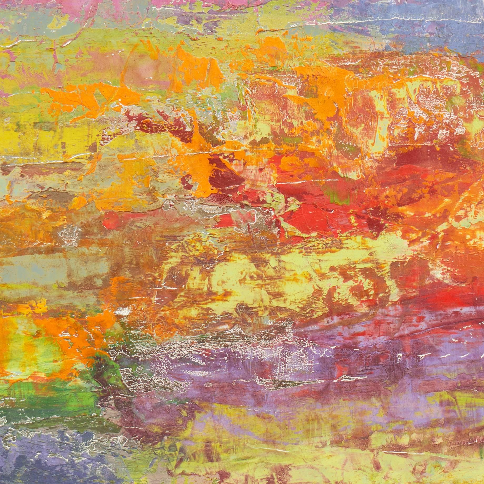 Abstracted Sunset Landscape   (Mid-century, American, Oil, Small) - Painting by Erwin Wending