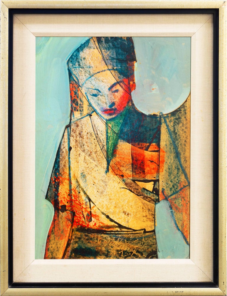 Unknown Figurative Painting - 'Study of a Young Woman', Framed Modernist Oil