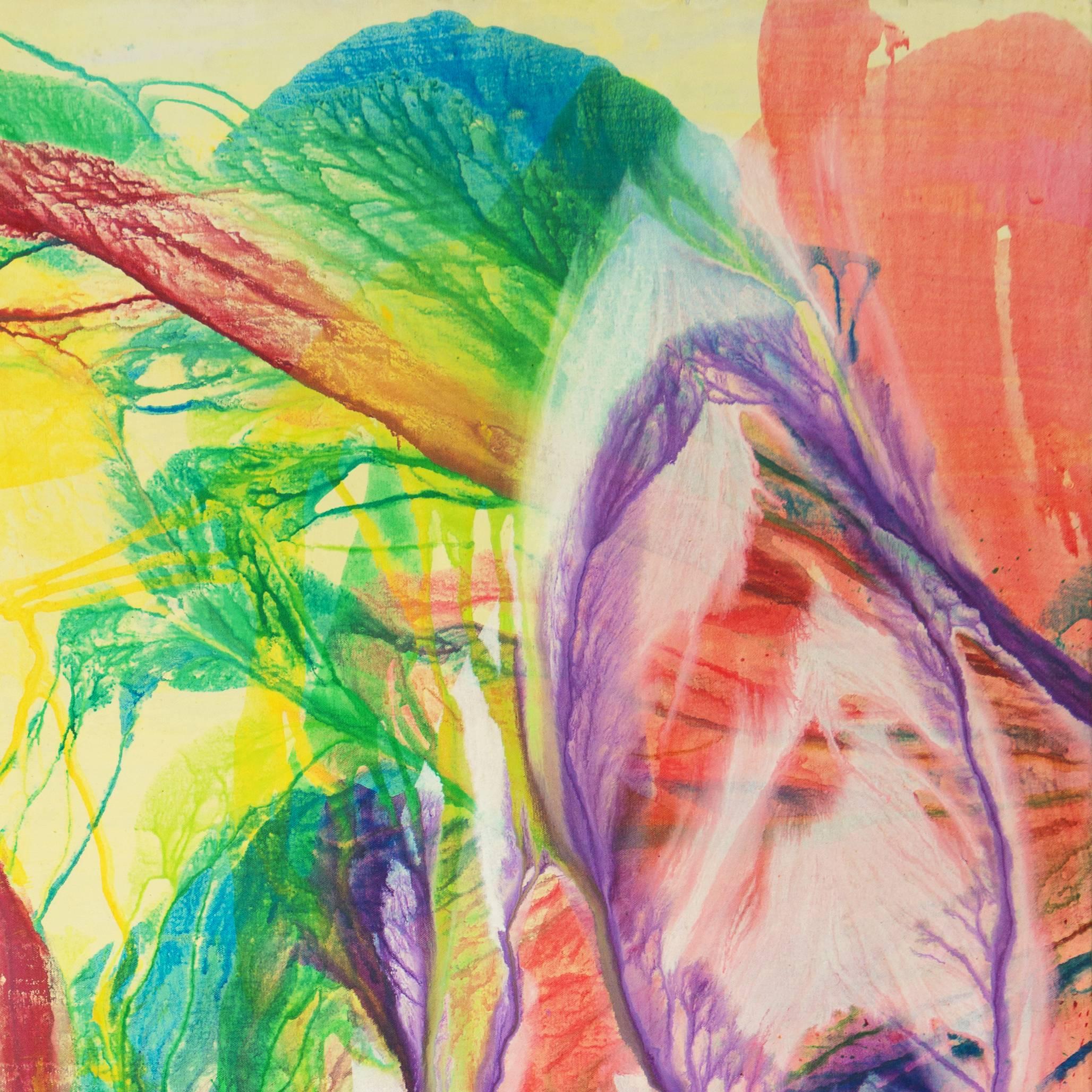 'Fiori dell'oceano', Sinfonia di San Francisco, grande astratto vibrante della California - Abstract Painting Beige di Frealon Norden Bibbins