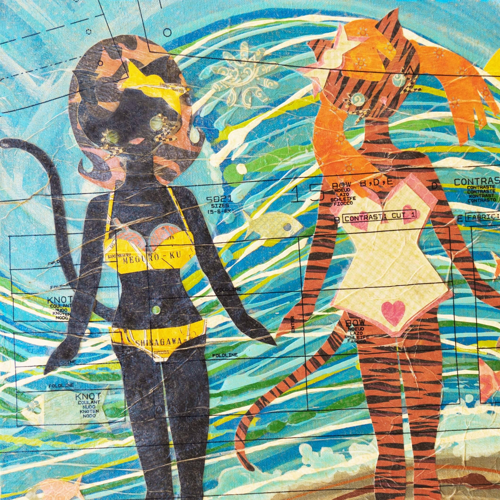 'Kitties at the Beach', Cristina Sayers, Contemporary California Artist For Sale 1