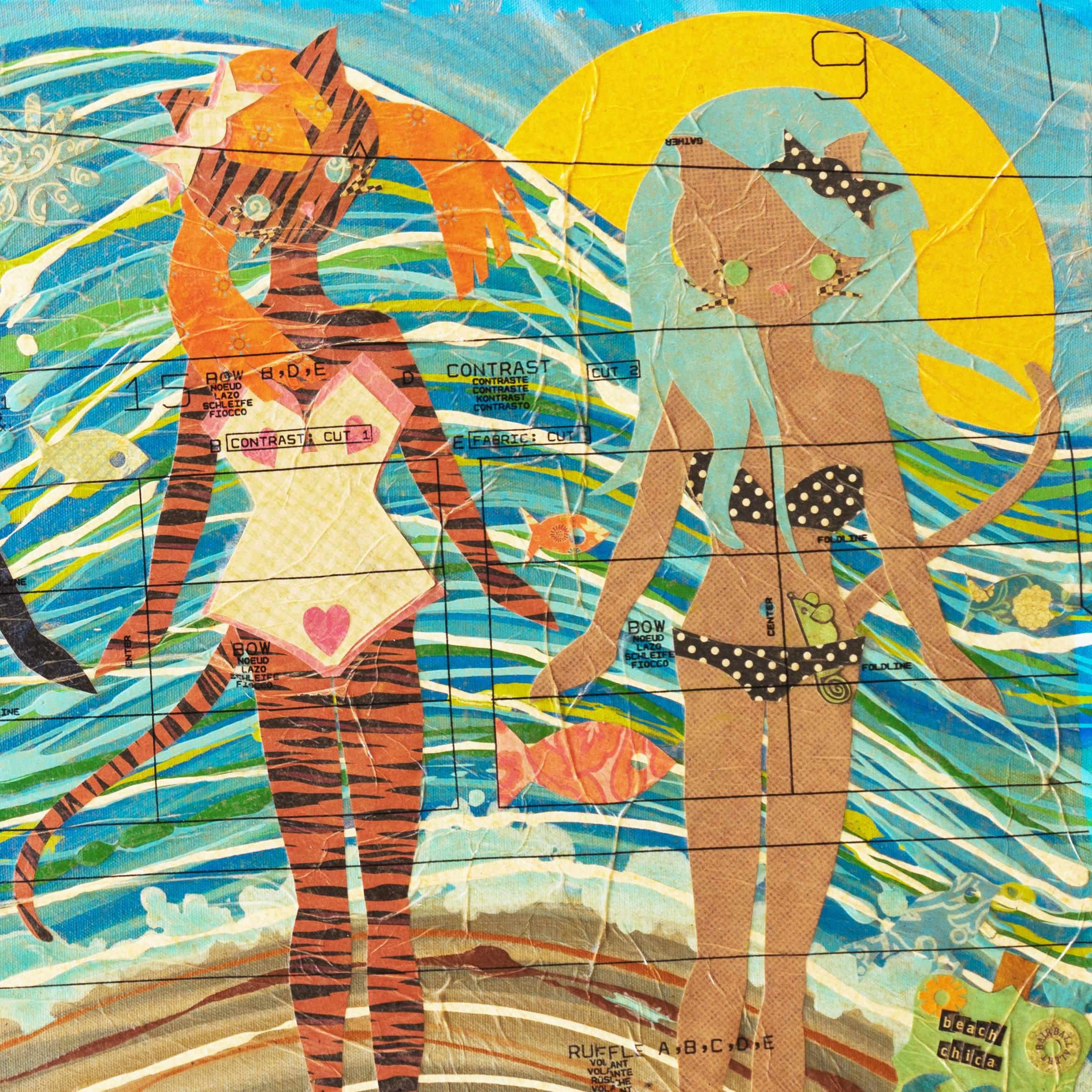 'Kitties at the Beach', Cristina Sayers, Contemporary California Artist For Sale 3