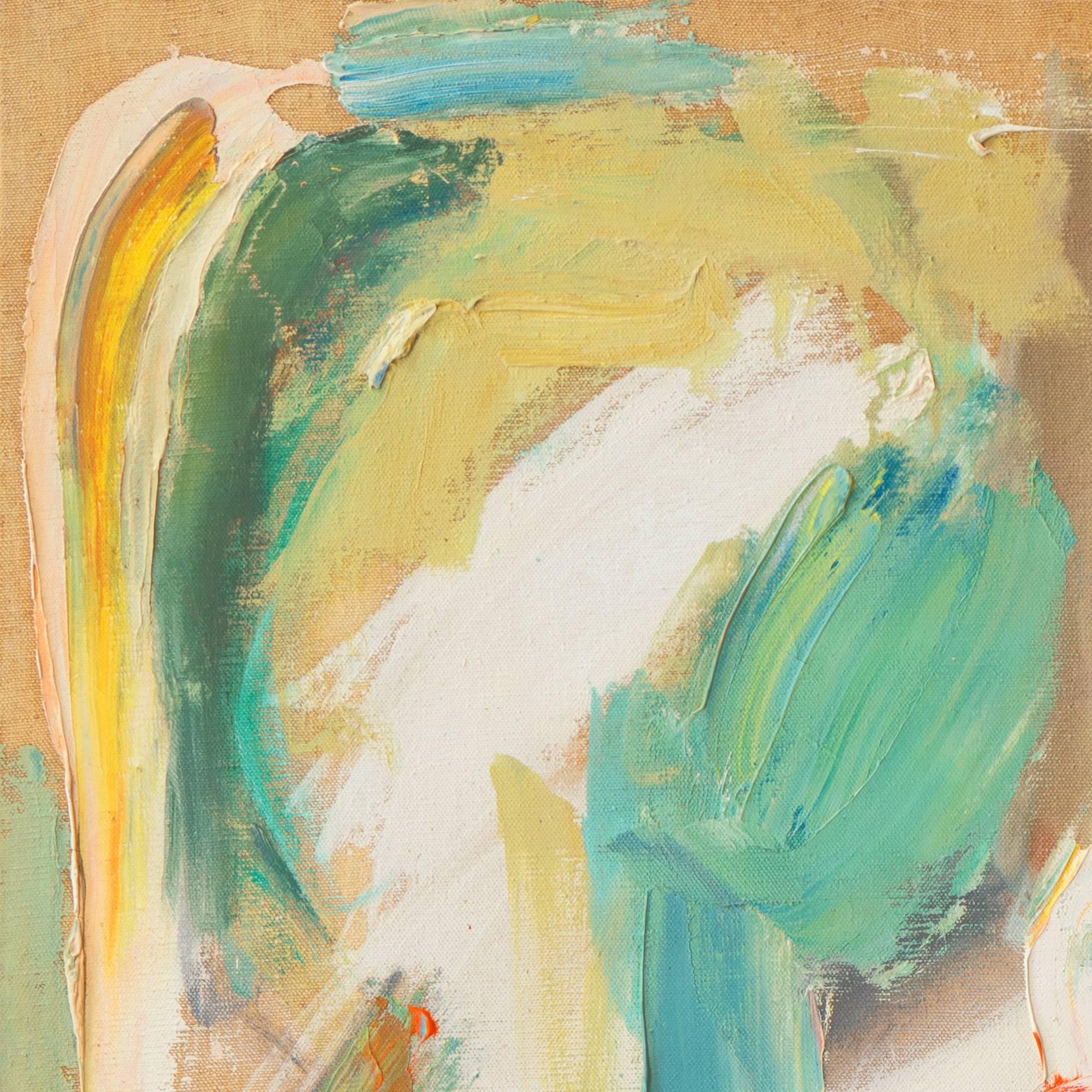 'Abstract in Ochre, Rust and Jade', Mid-century Modernist American Woman Artist - Painting by Dora Masters