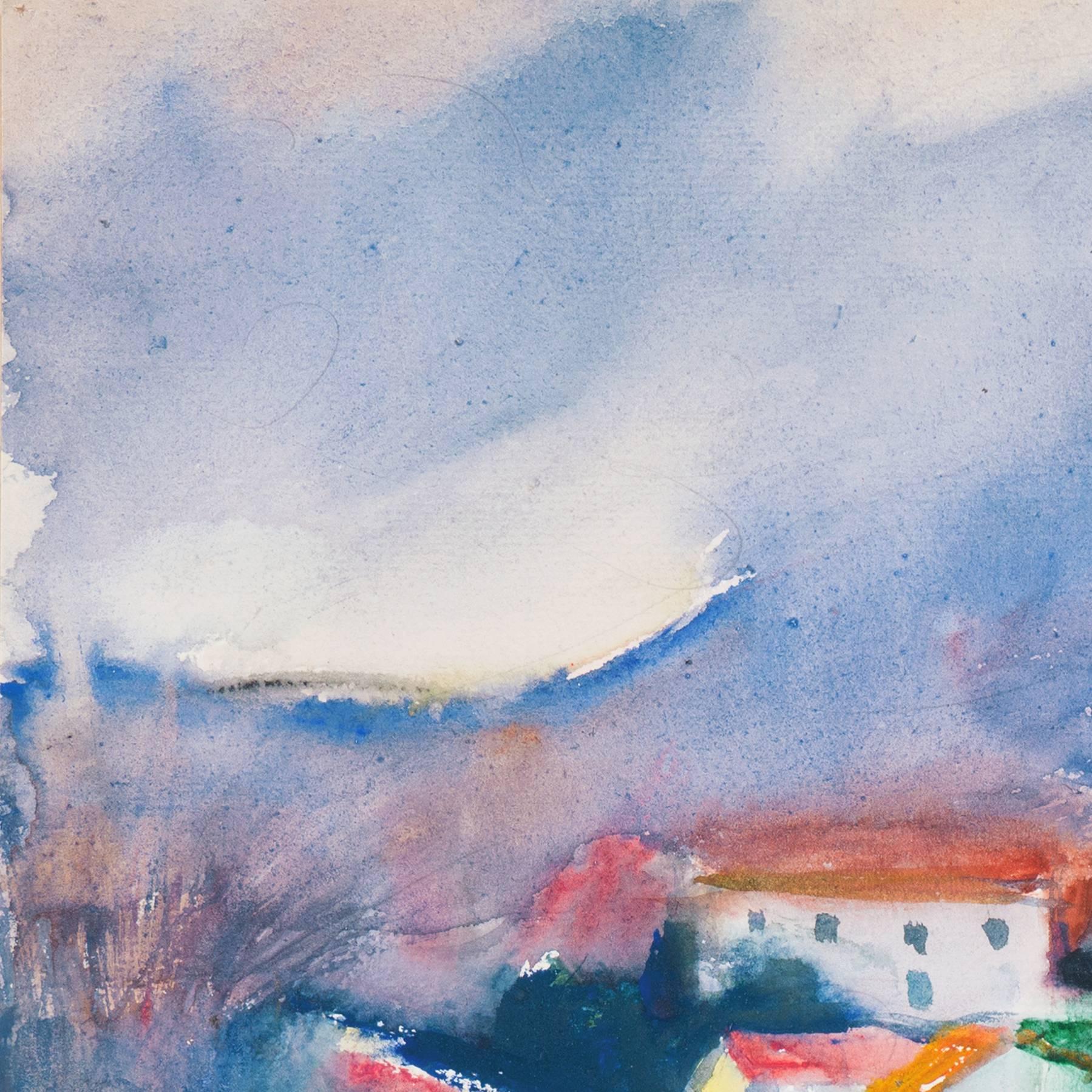 'Rain in Provence', French Post-Impressionist artist, MAM Paris - Gray Landscape Art by Henri Ottmann