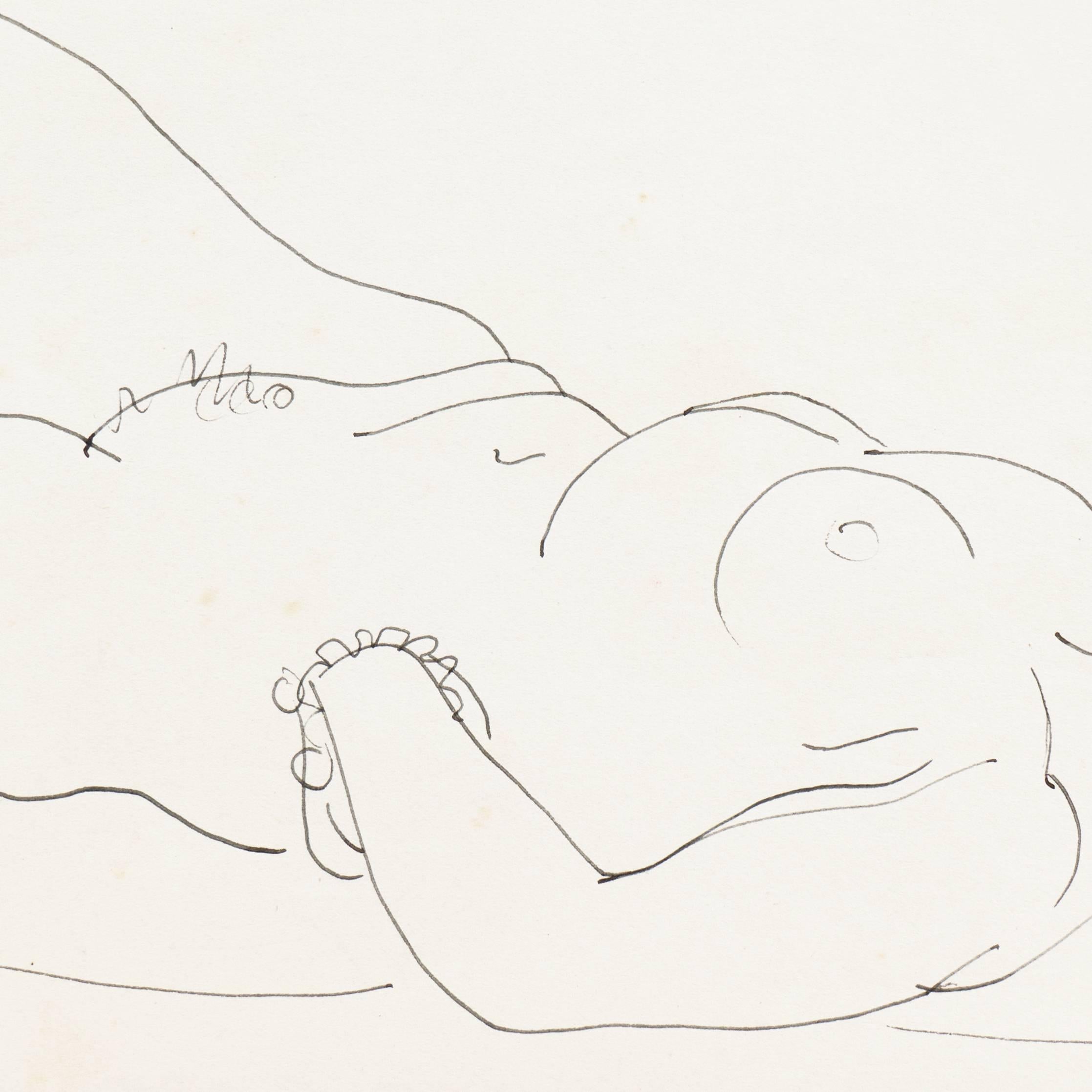 'Reclining Nude', Louvre, Académie Chaumière, Paris, SFAA, Carmel, LACMA - Gray Figurative Art by Victor Di Gesu