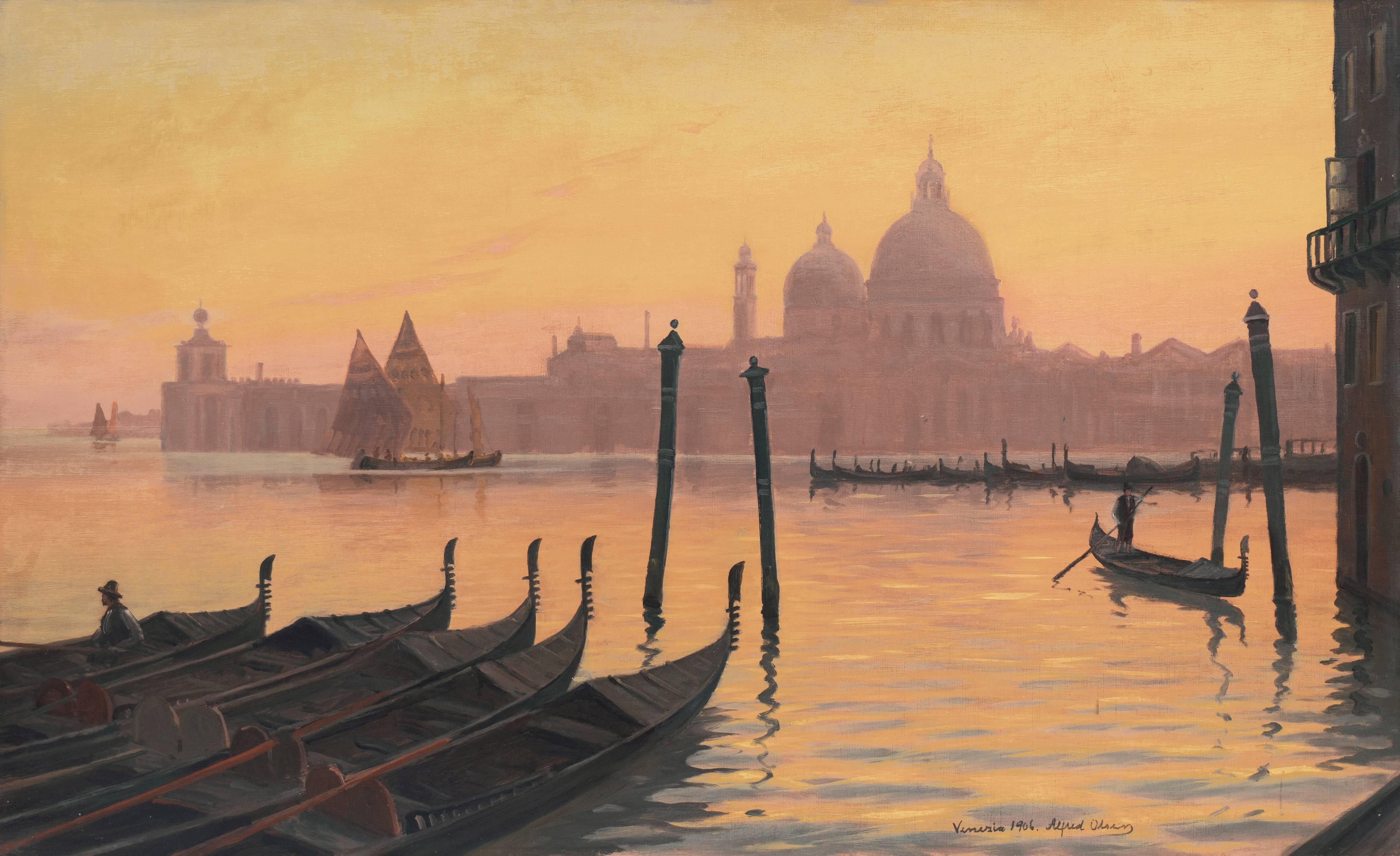 Alfred Olsen Landscape Painting - Santa Maria della Salute from the Piazzetta