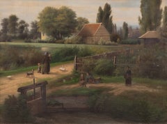 'English Landscape with a Tudor, Timber Framed Home', Farm
