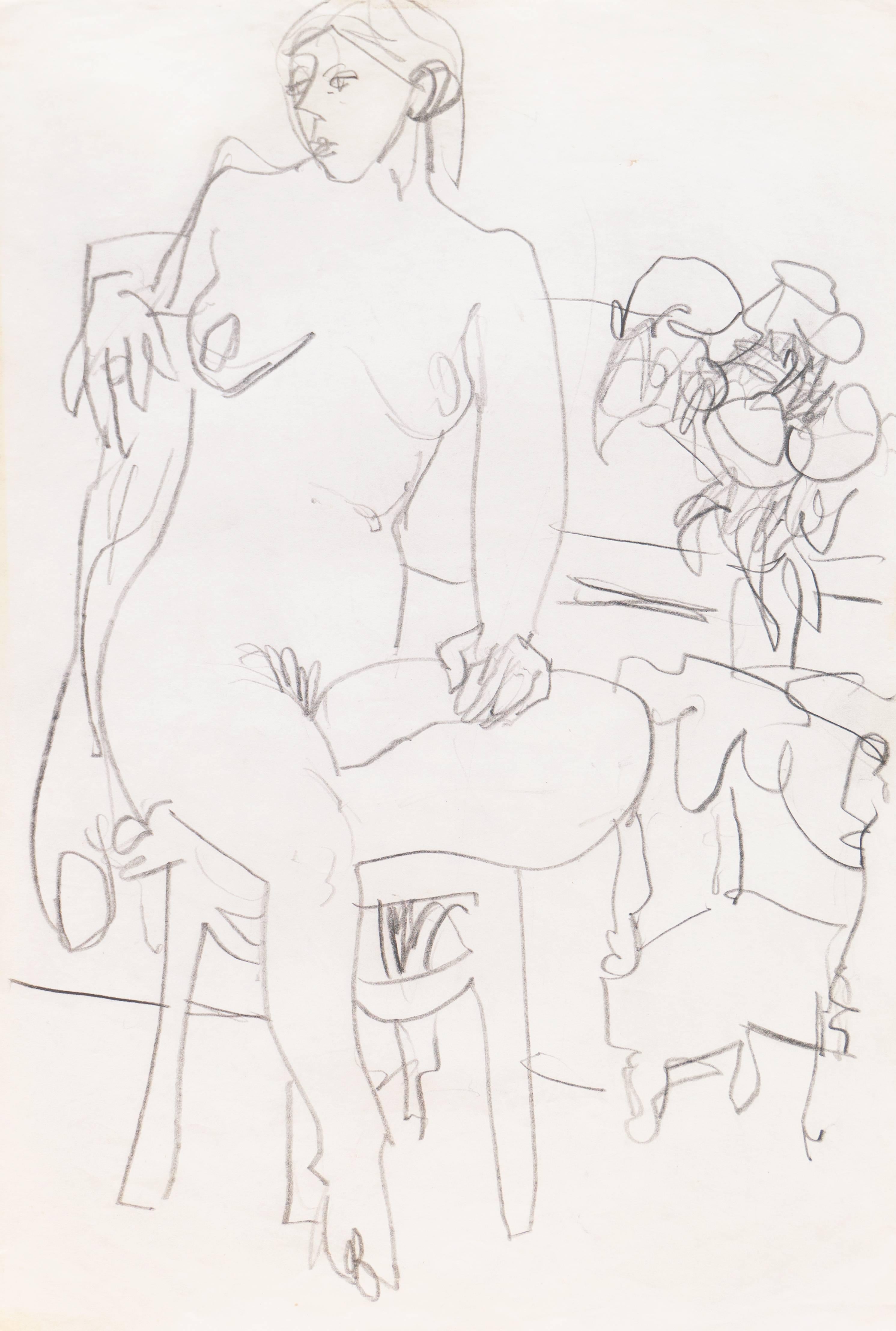 Sitzender Akt", kalifornischer Post-Impressionist, Louvre, Académie Chaumière, LACMA