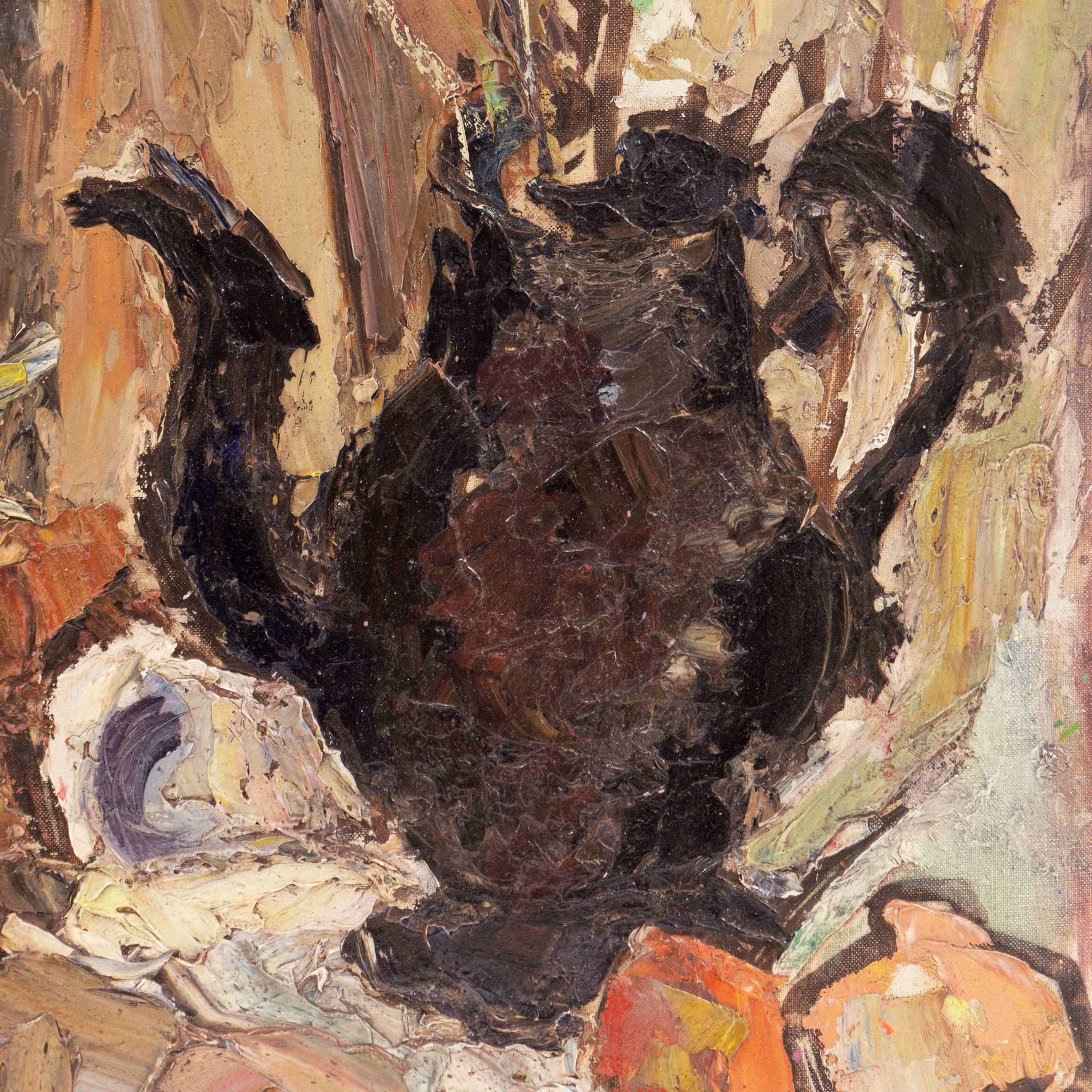 'Flowers in a Teapot', Paris, MoMA, LACMA, California Woman Post-Impressionist - Painting by Janet Ament De La Roche
