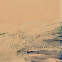 'Eucalyptus Tree', Antique Watercolor Landscape Study
