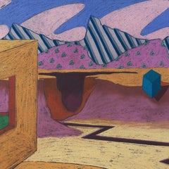 'Psychedelic Desert', Great Lakes Woman Artist, Surrealist Pastel, MAPC