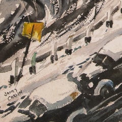 'Winter in the City', 1930s Scaffold Sky Sign, American Modern Realism, Urban