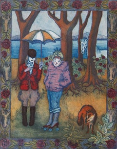 'Surreal Landscape, Preparing for the Hunt', Performers with a Horse and Fox