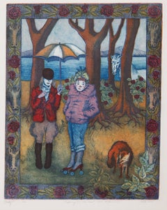 'Surreal Landscape, Preparing for the Hunt', Performers with a Horse and Fox