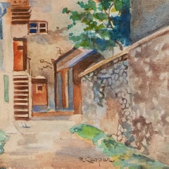 'South Tyrol Landscape with Church', Modern German Watercolor, Karlsruhe, Dachau
