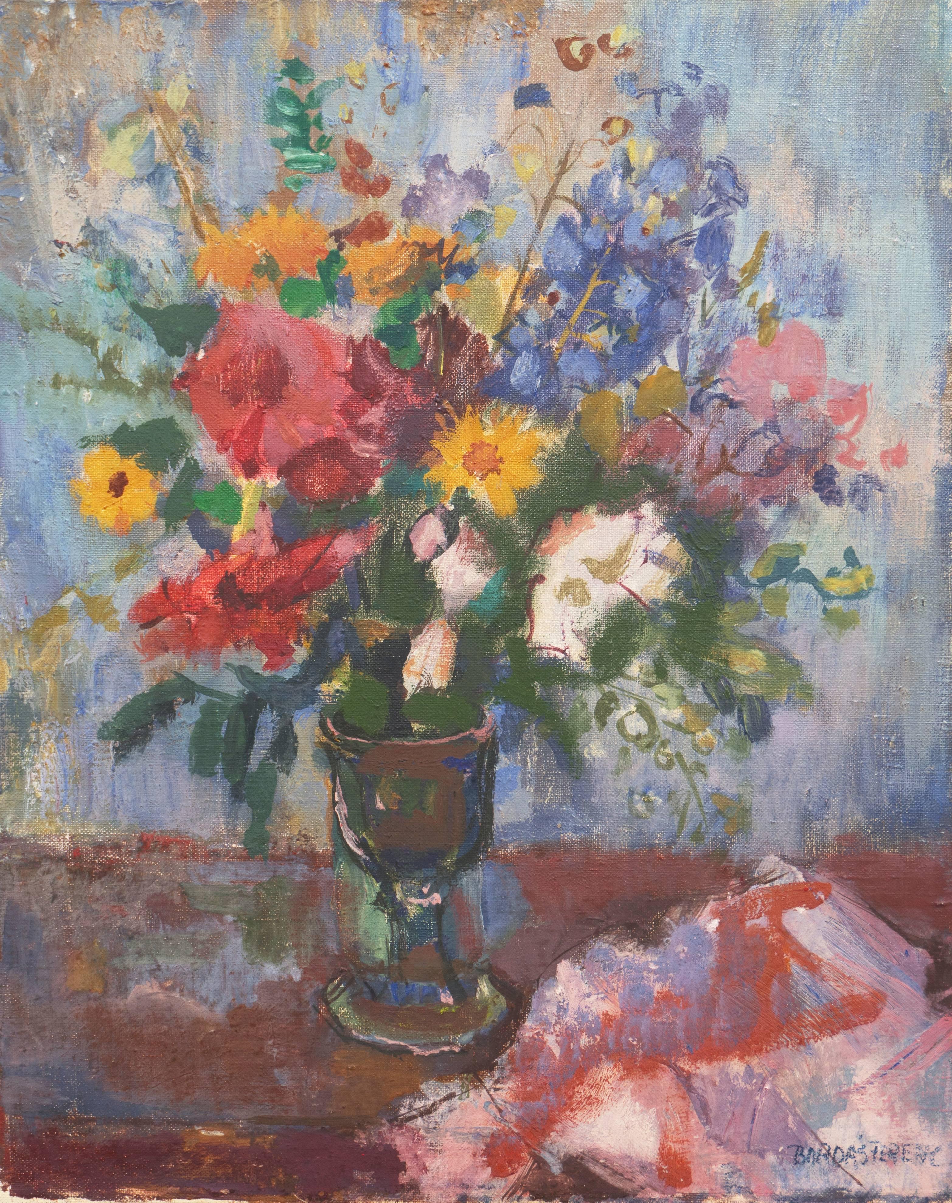 Bordas Ferenc Still-Life Painting - 'Still Life of Flowers', Hungarian Academy of Fine Arts, Budapest