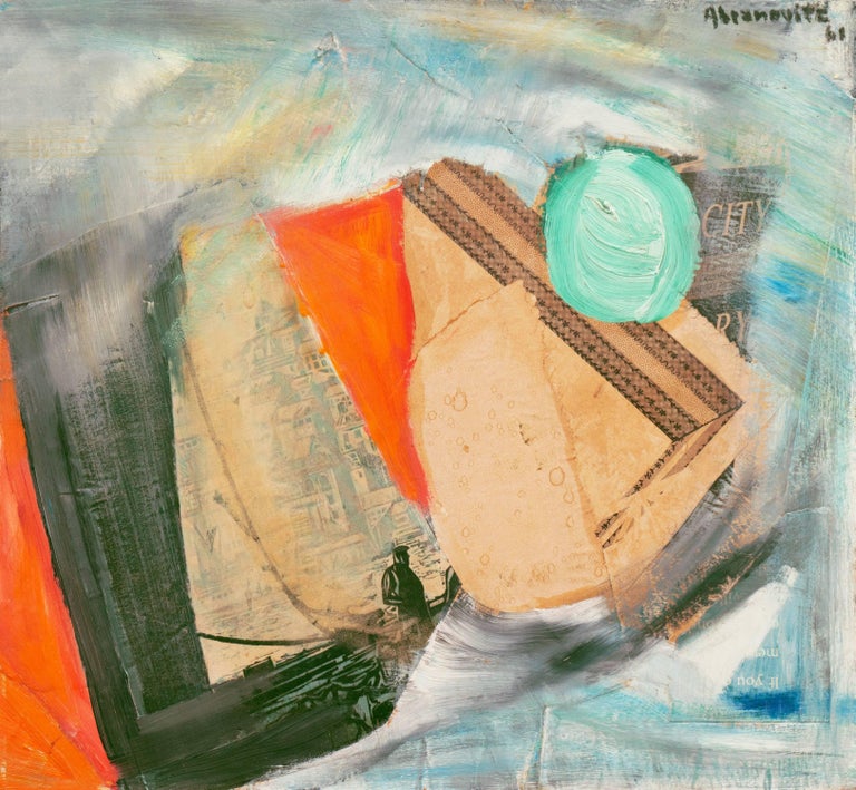 Albert Abramovitz Abstract In Seafoam And Coral Salon D