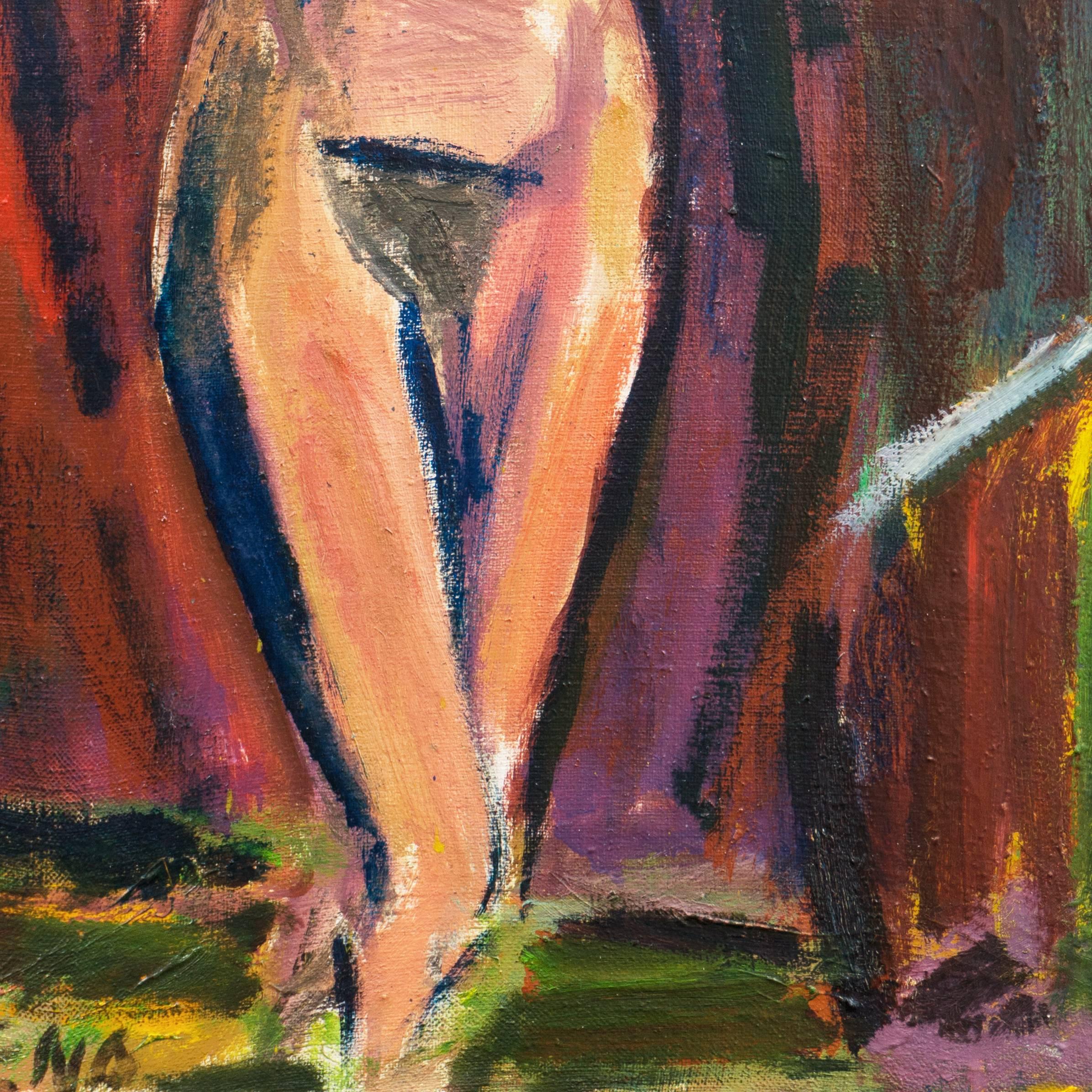 'Standing Nude', Royal Danish Academy of Fine Art, Copenhagen Modernist - Post-Impressionist Painting by Evgenij Klenø