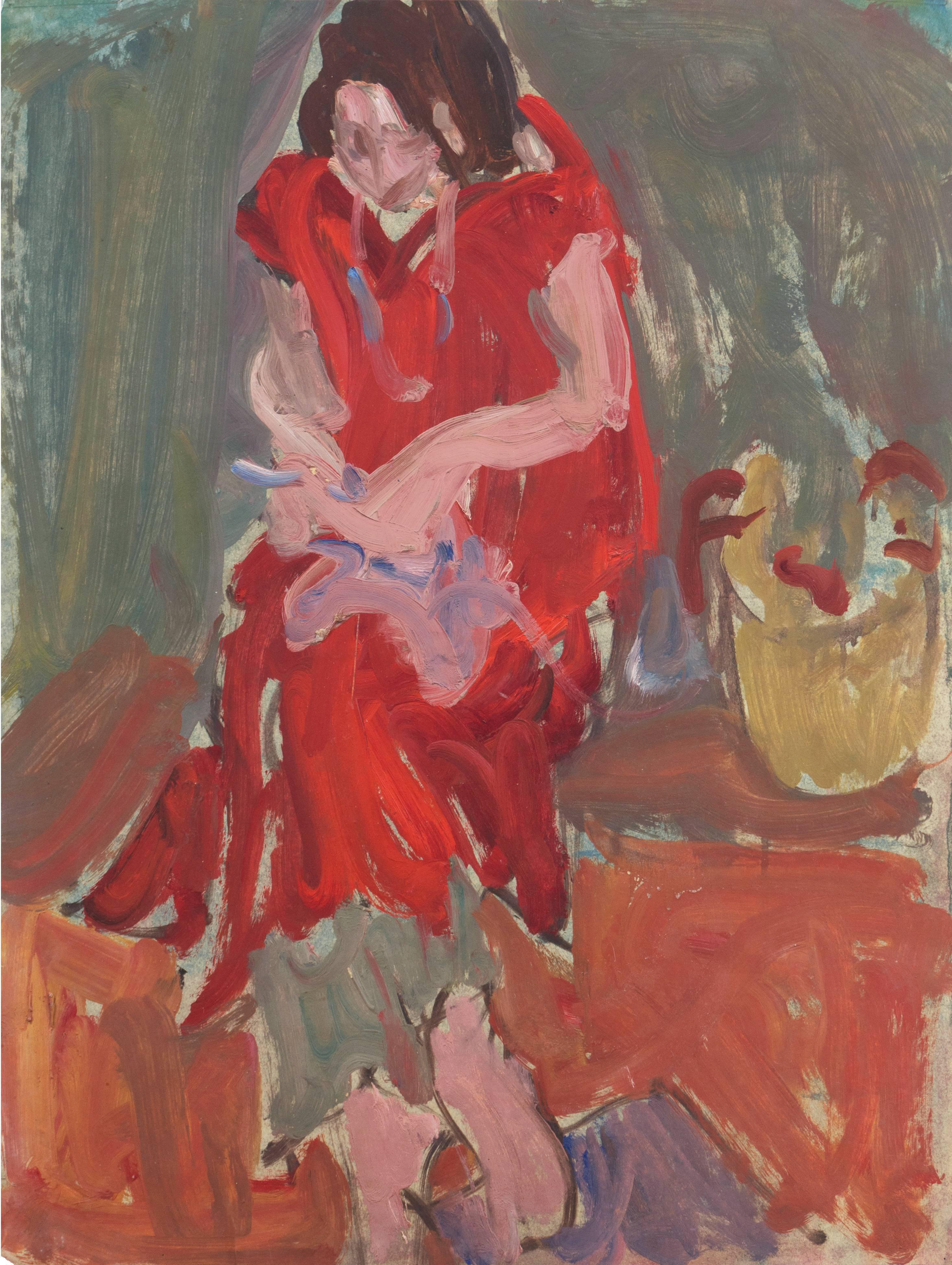 Victor Di Gesu Figurative Painting - 'Woman Knitting', Paris, Louvre, Salon d'Automne, Acad. Chaumière, LACMA, SFAA