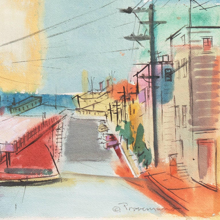 'San Francisco', Mid-century California Modernist Watercolor For Sale 1