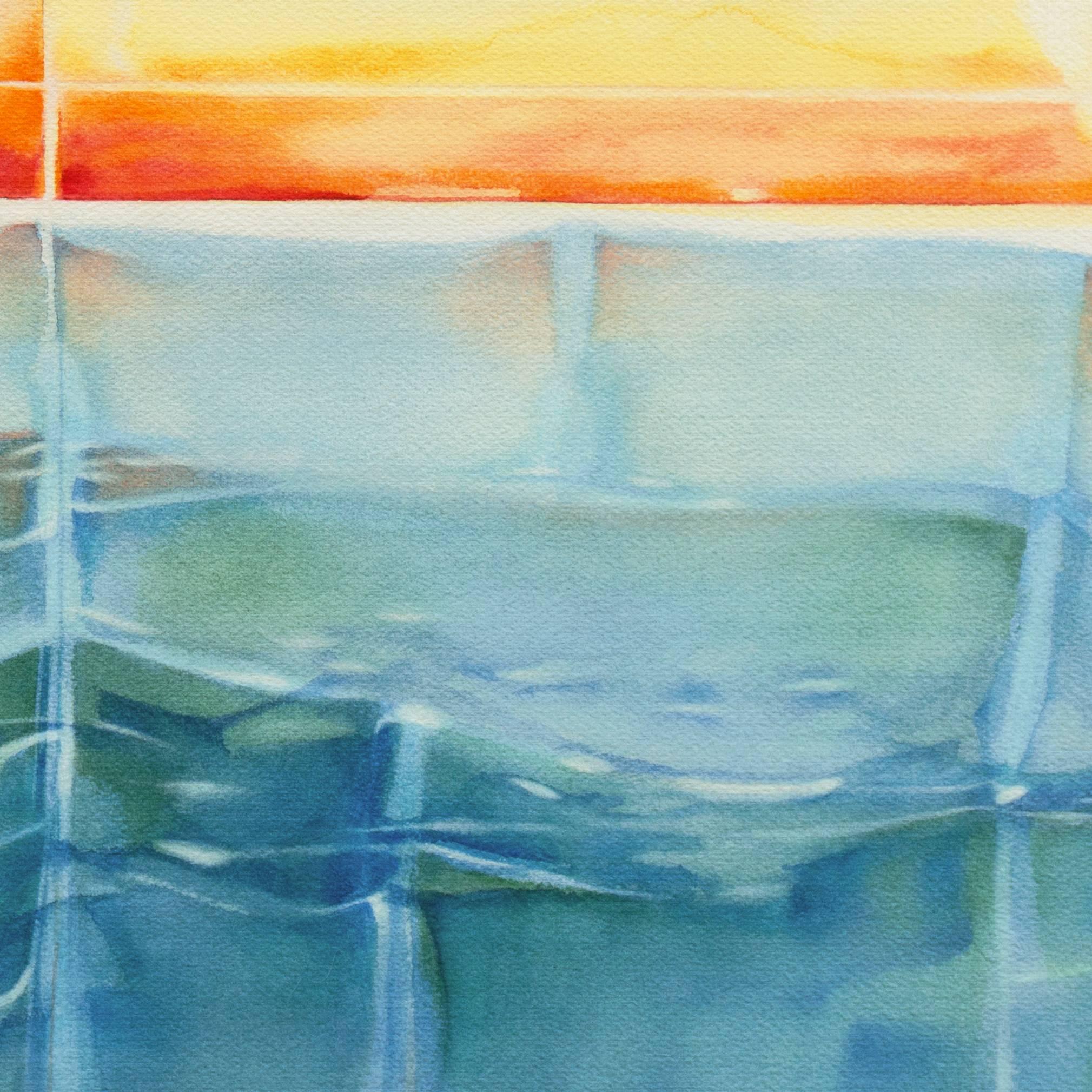 'Refracted Sunset, Coral and Ocean Blue', Seascape  - Abstract Art by Nada Brahma