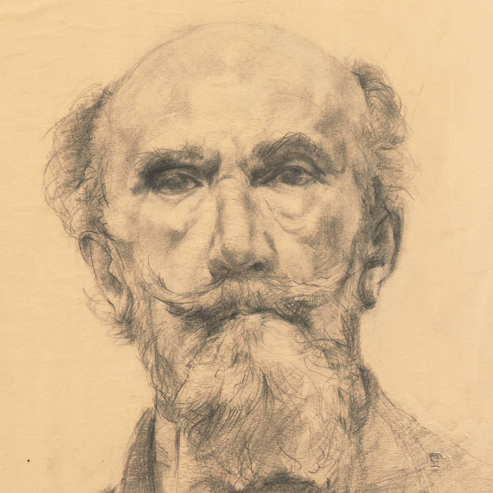 Signed lower right, "Kathleen Adair Sanders" and created circa 1950.

A sensitively drawn, graphite portrait of an aristocratic gentleman shown fixing the viewer with a penetrating gaze. 