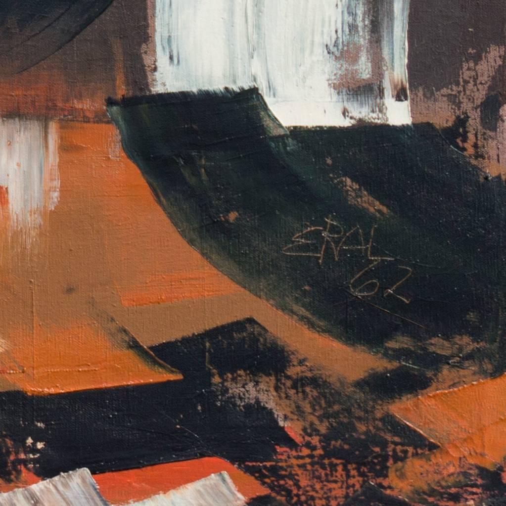 « Abstraction, ébène et rouille », grande huile de la baie de San Francisco - Abstrait Painting par Eral Leek