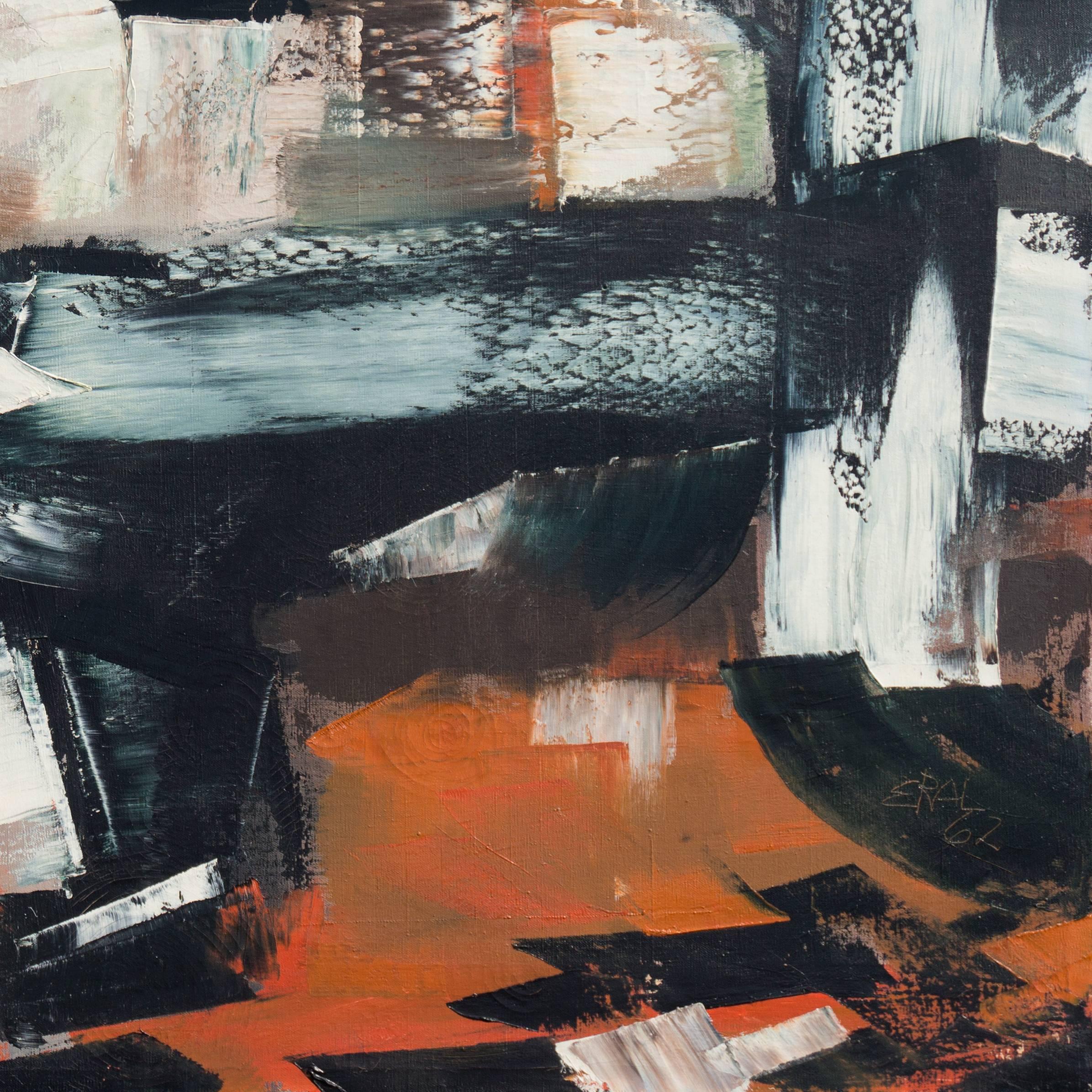 'Abstract, Ebony & Rust', San Francisco Bay Area Abstraction, Large Oil For Sale 1