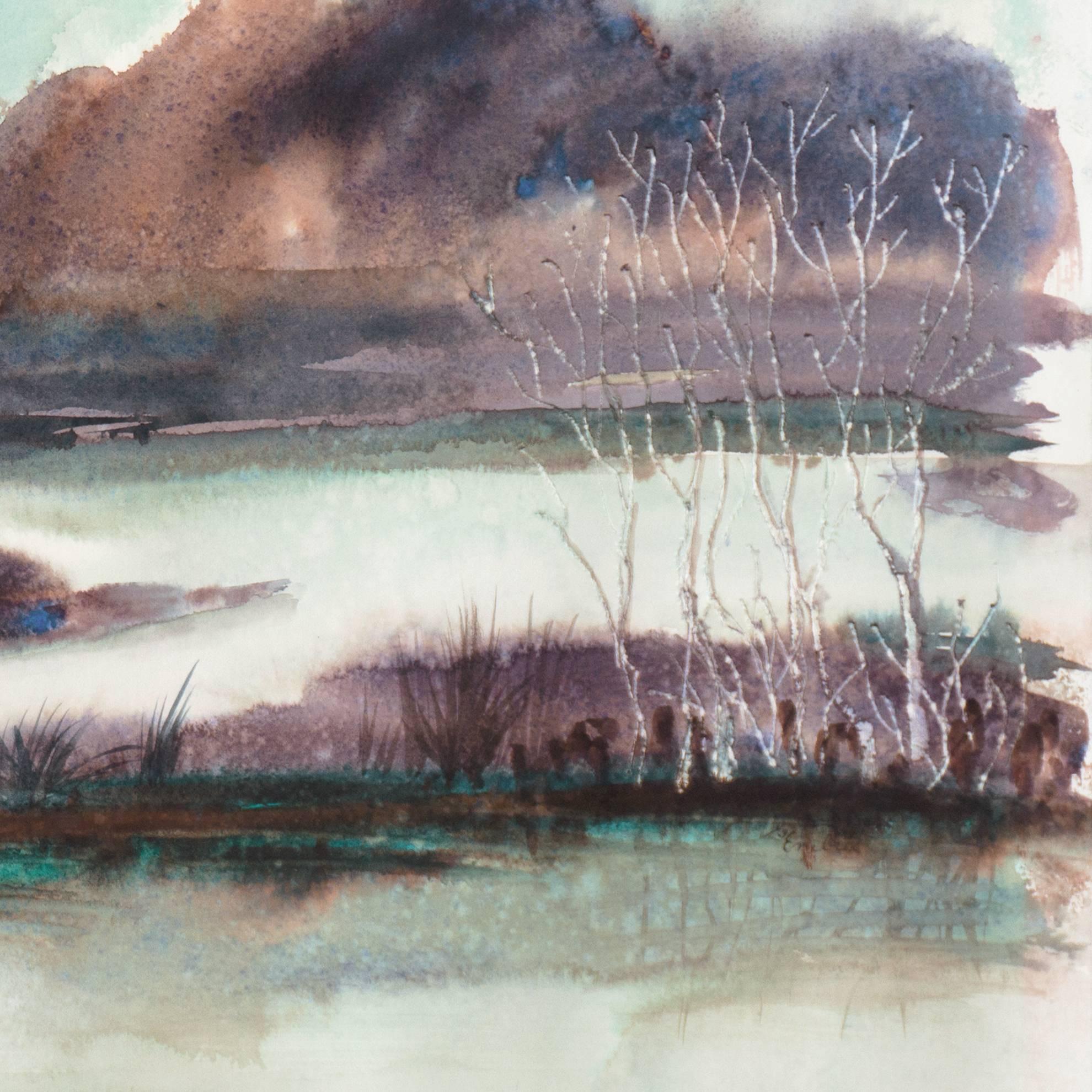 Inscribed verso, 'Gisela Embree' and Titled 'Rain'.

Born in Germany in 1927, Gisela Embree immigrated to the United States in 1948. She began to study Chinese brush painting in 1975, and it became her artistic focus for the rest of her life. Embree