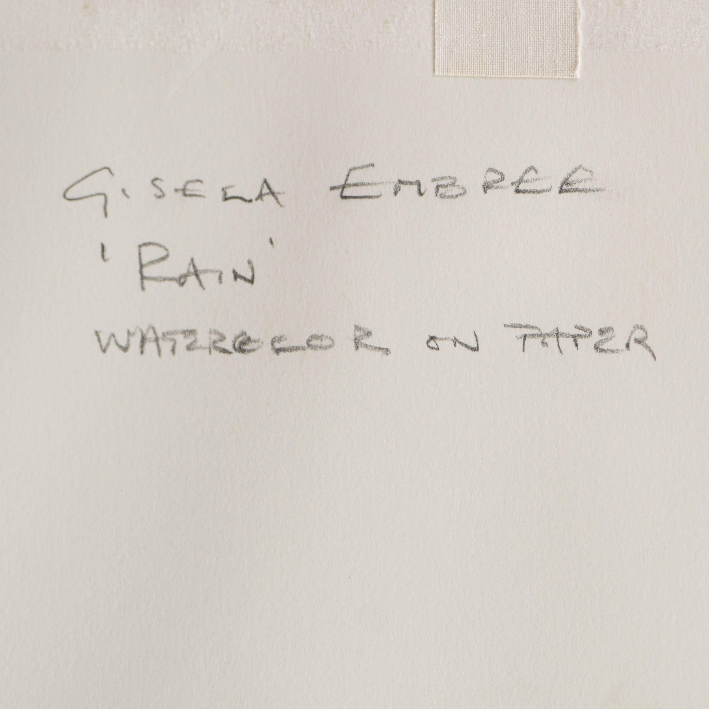 Inscribed verso, 'Gisela Embree' and Titled 'Rain'.

Born in Germany in 1927, Gisela Embree immigrated to the United States in 1948. She began to study Chinese brush painting in 1975, and it became her artistic focus for the rest of her life. Embree