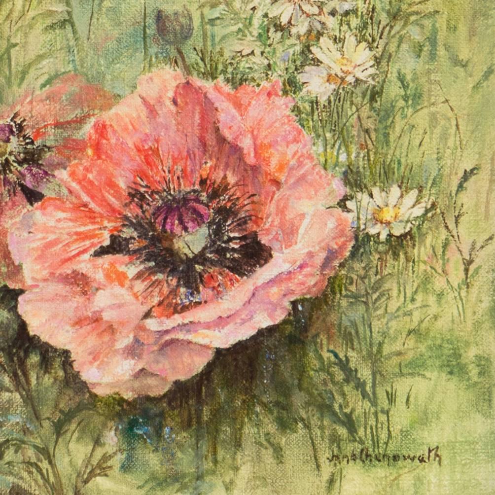 Campo de amapolas silvestres', Impresionista americana, Mujer artista, Óleo hortícola - Painting de Jane Chenoweth