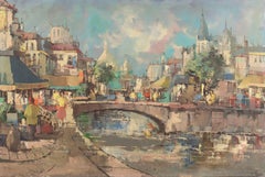 « Paris au printemps », Montmartre avec la basilique de Sacr-Cur, école française