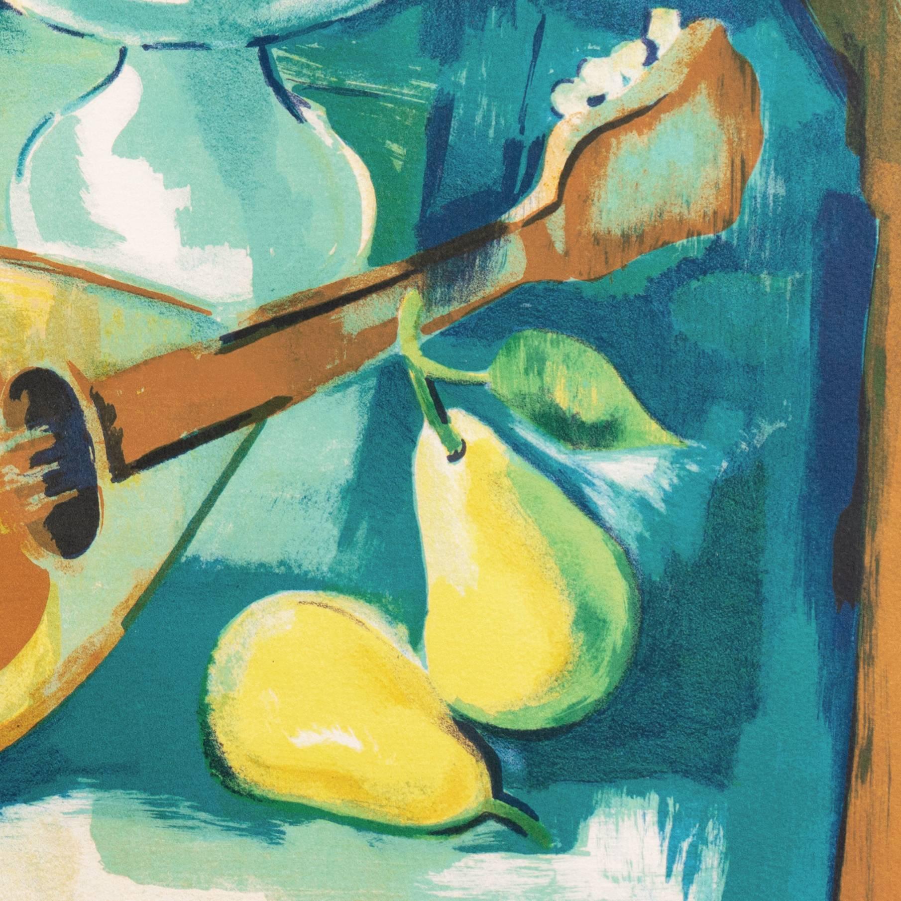 „Stillleben mit Früchten und einem Mandolin“, Benezit, Ecole Beaux-Arts, Pariser Salons  im Angebot 2
