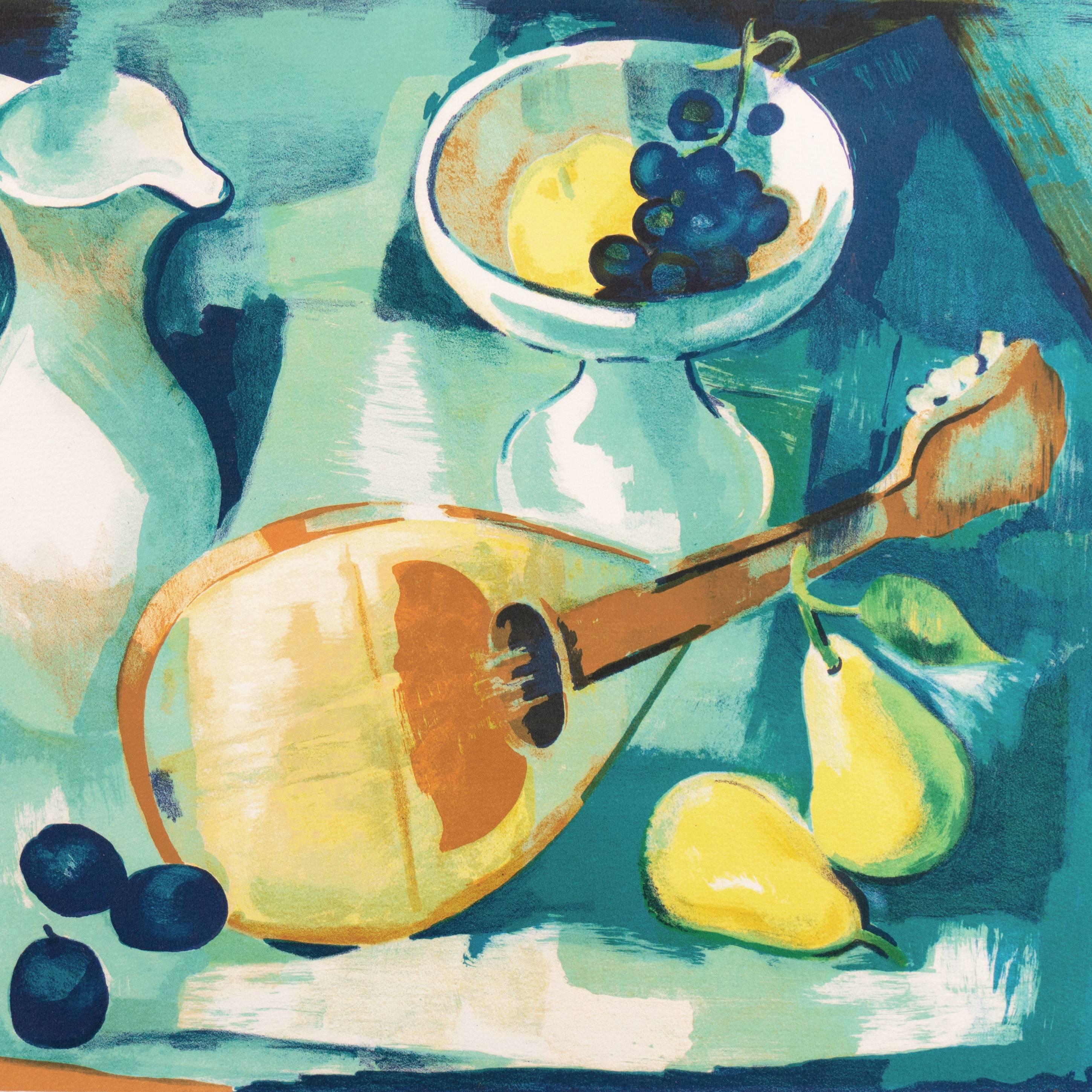 Bodegón con fruta y mandolina