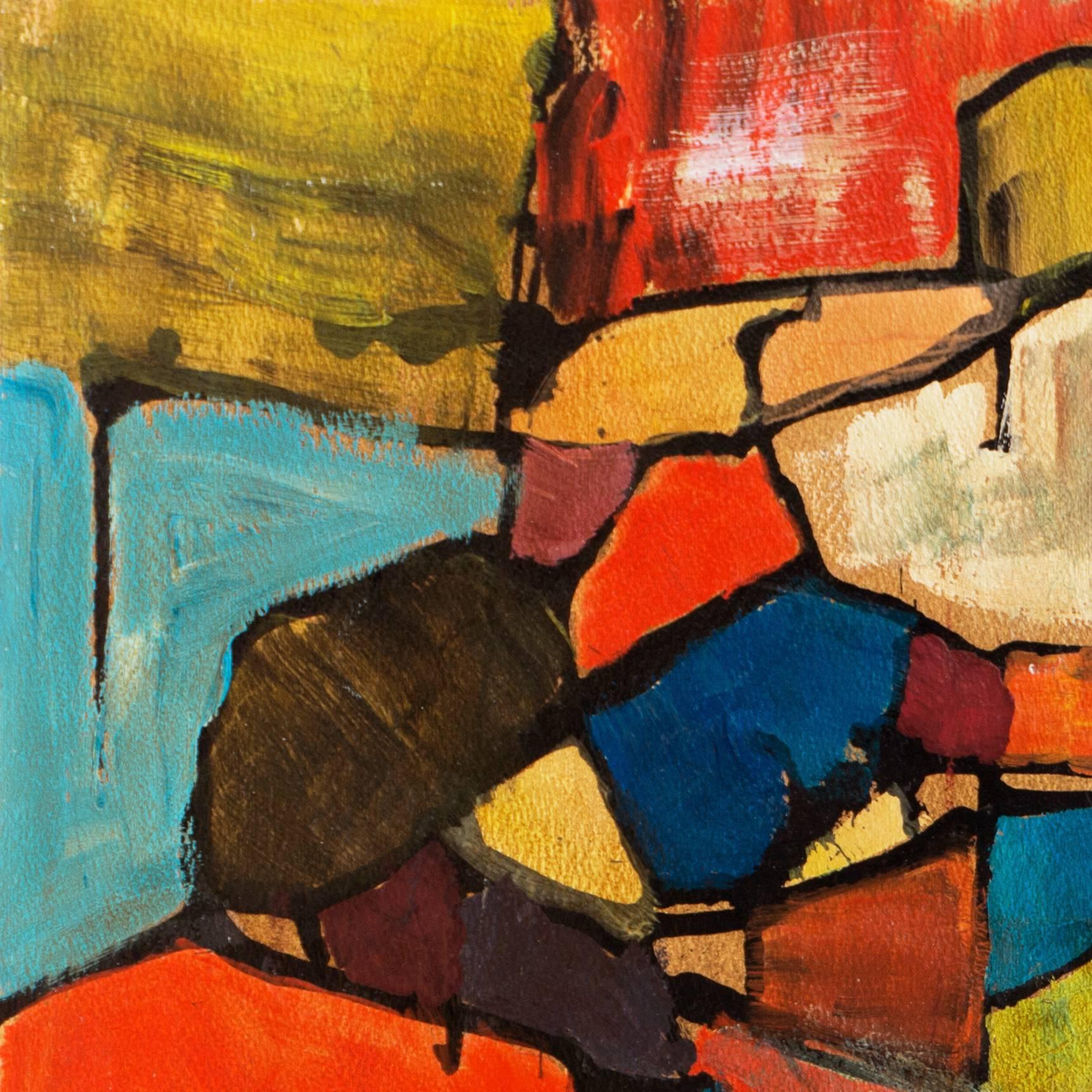 'Abstract in Coral and Turquoise', Woman Artist, Pasadena  For Sale 1