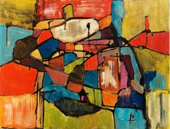 'Abstract in Coral and Turquoise', Woman Artist, Pasadena 