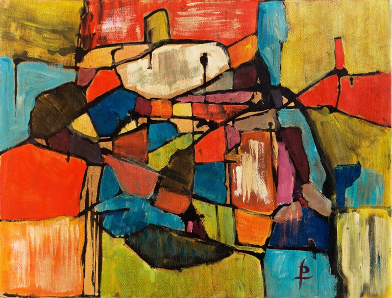 Pearl Took Abstract In Coral And Turquoise Woman Artist For