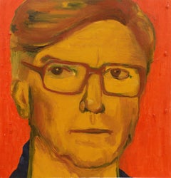  „Man in Glasses“, postimpressionistische Ölstudie in Ocker und Koralle 